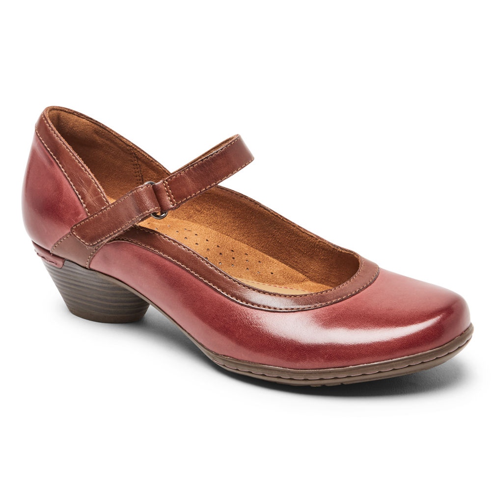 Rockport Singapore Womens Flats - Cobb Hill Laurel Mary Jane Red - IL7840623